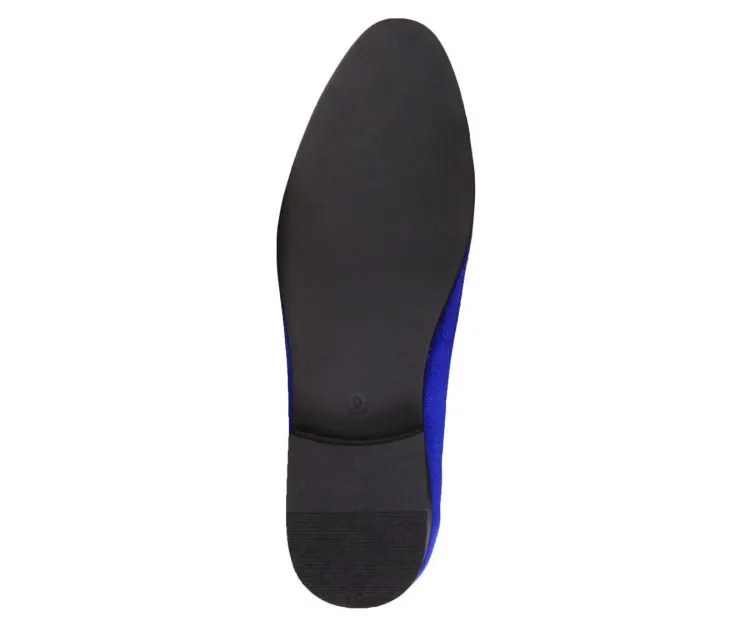 Amali Heath Luxurious Royal Blue Velvet Smoking Slippers