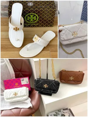 COMBO DEAL - TB CROSS BODY BAG & TB SLIPPERS - WHITE