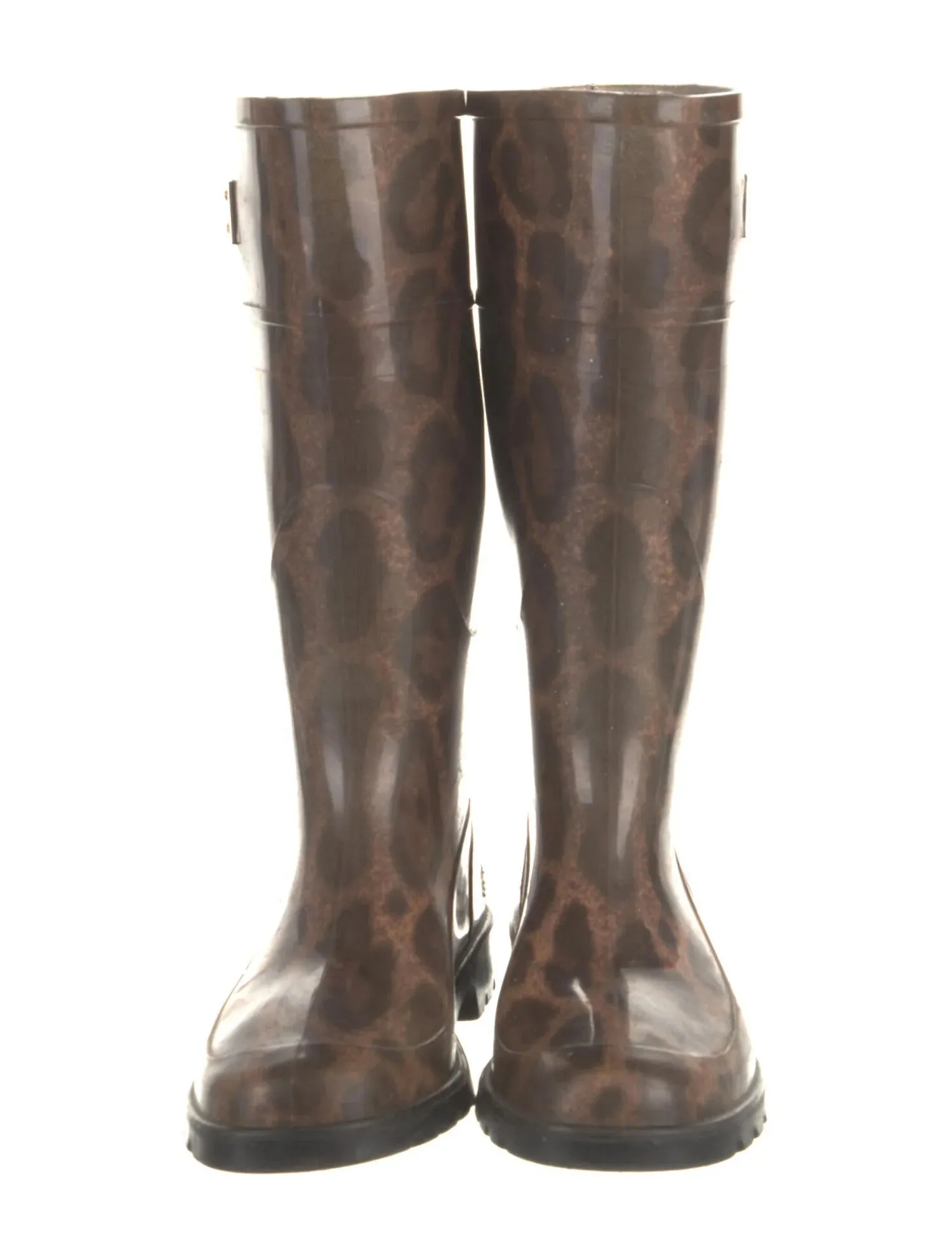 DOLCE & GABBANA Rubber Mid-Calf Rain Boots Leopard Print Size 38 ladies