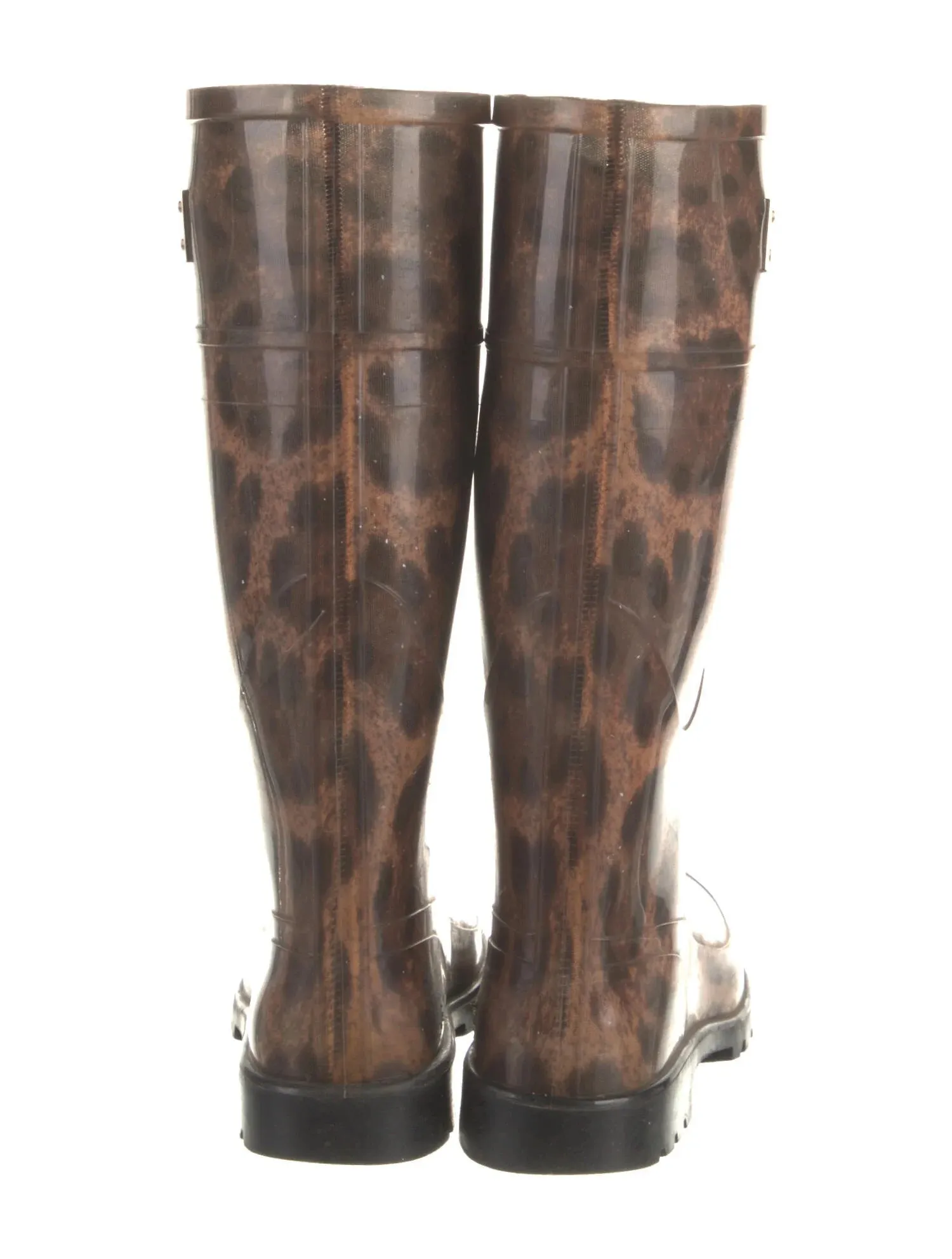 DOLCE & GABBANA Rubber Mid-Calf Rain Boots Leopard Print Size 38 ladies