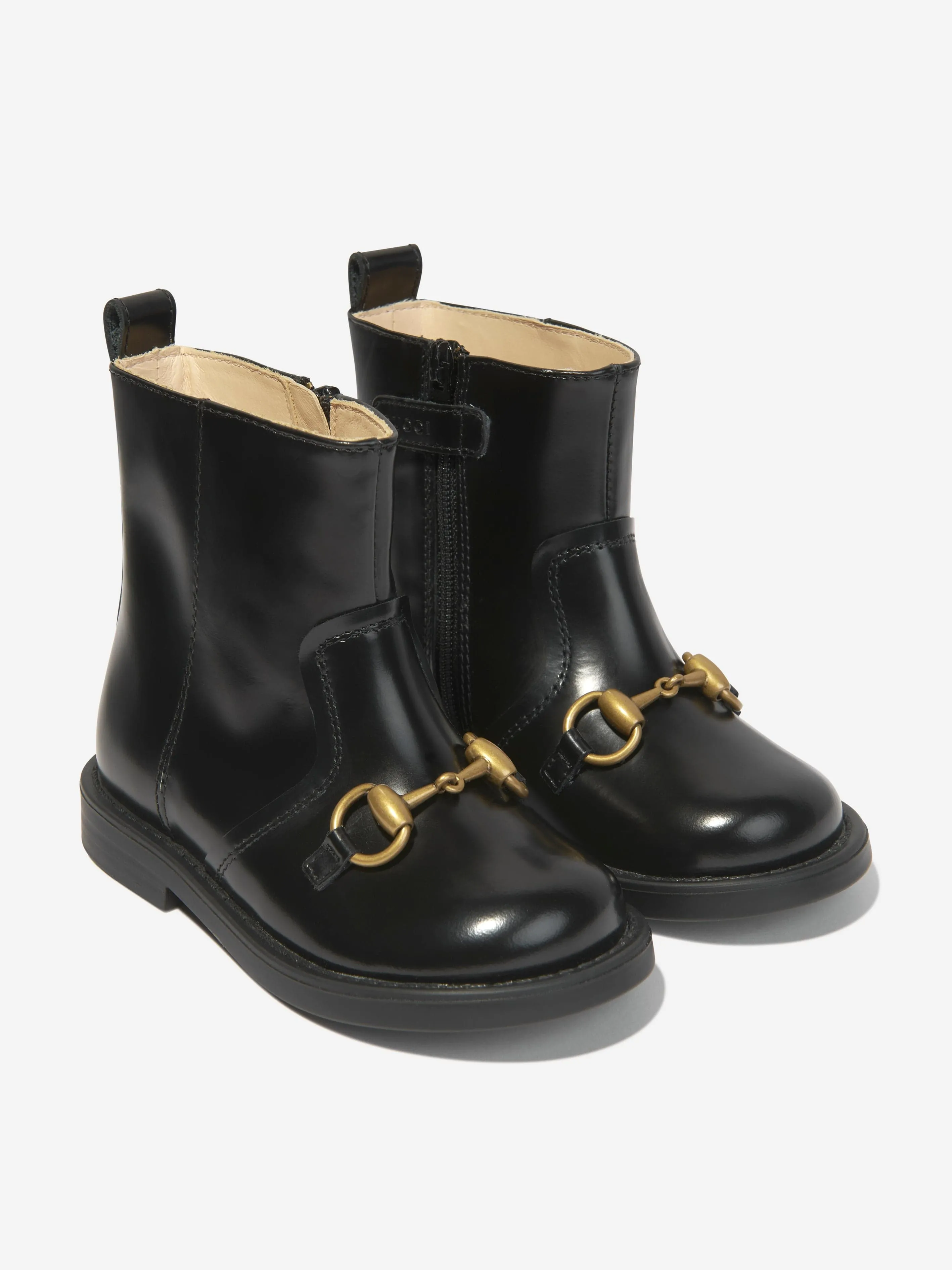 Gucci Girls Leather Horsebit Boots