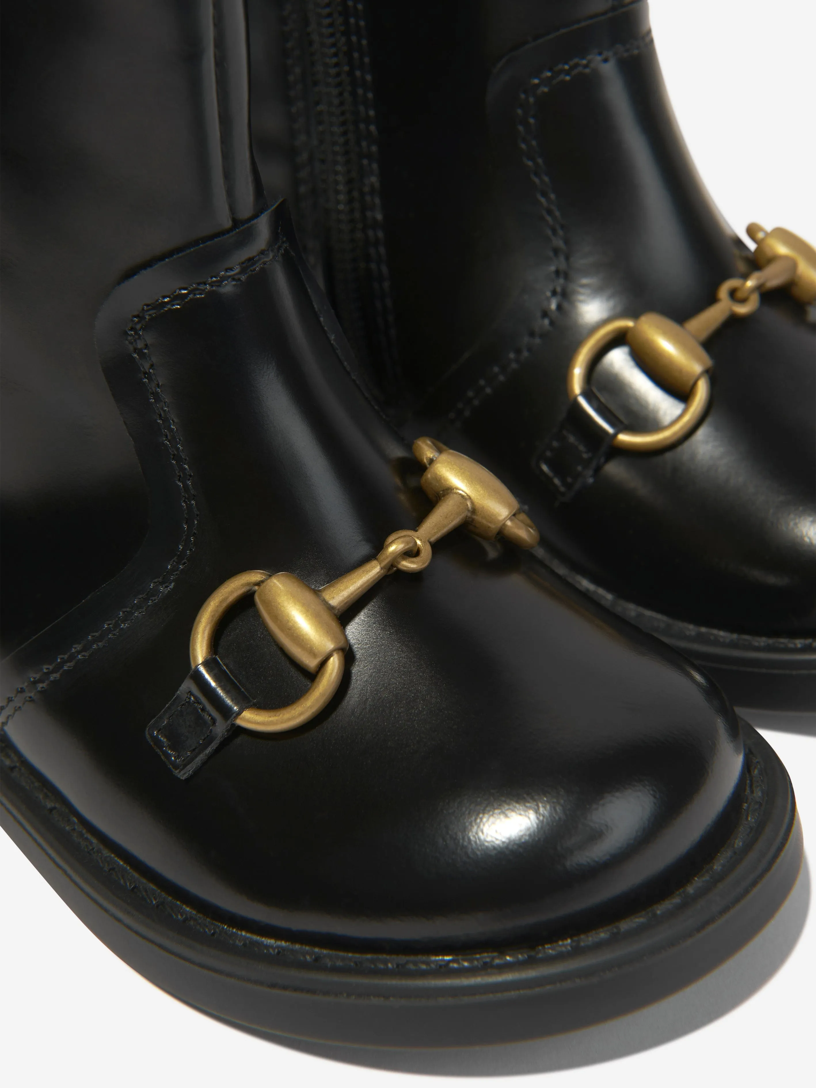 Gucci Girls Leather Horsebit Boots