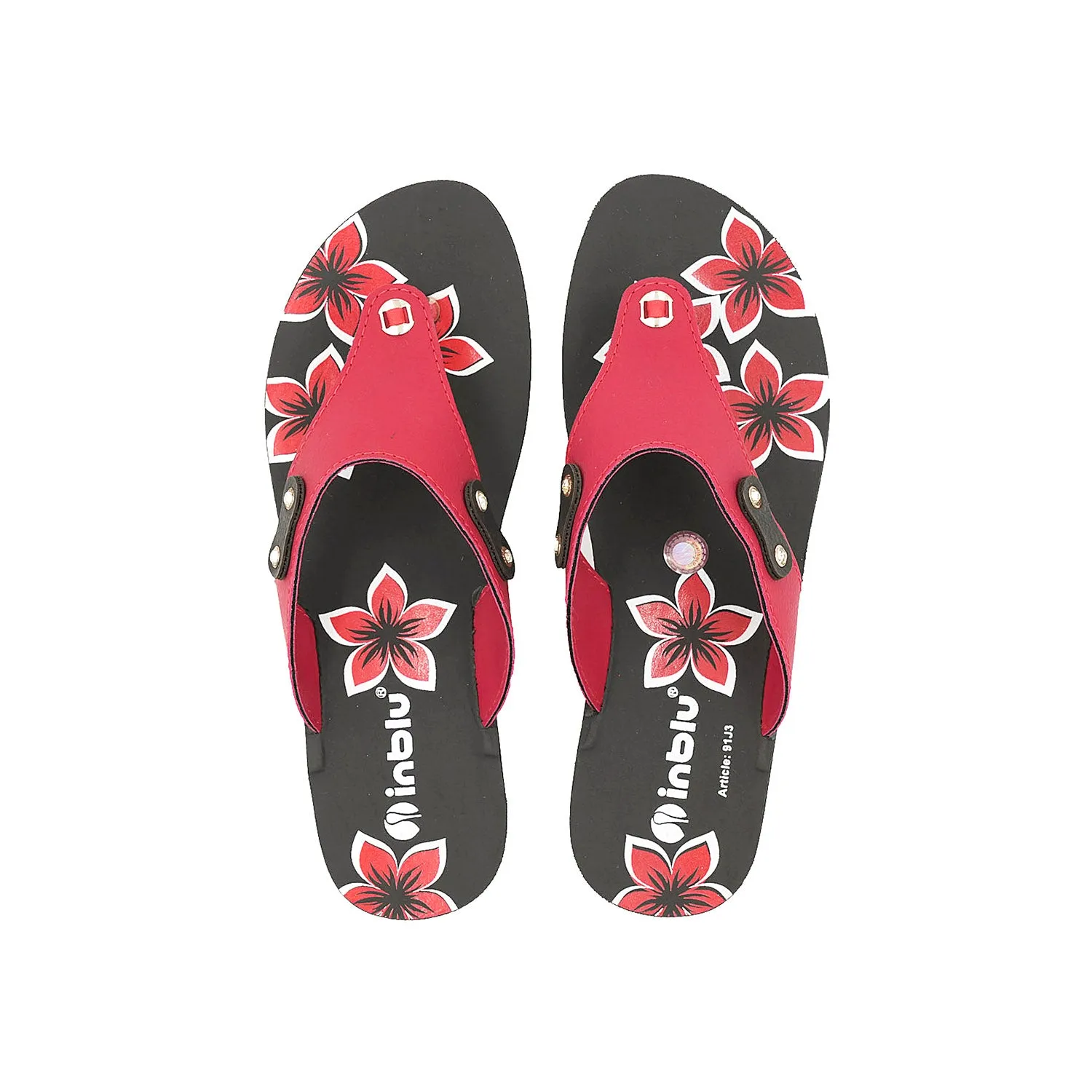 Inblu Women Slipper #91J3 - RED & BLACK