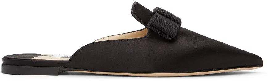 Jimmy Choo SSENSE Exclusive Black Satin Galaxy Mule Slippers