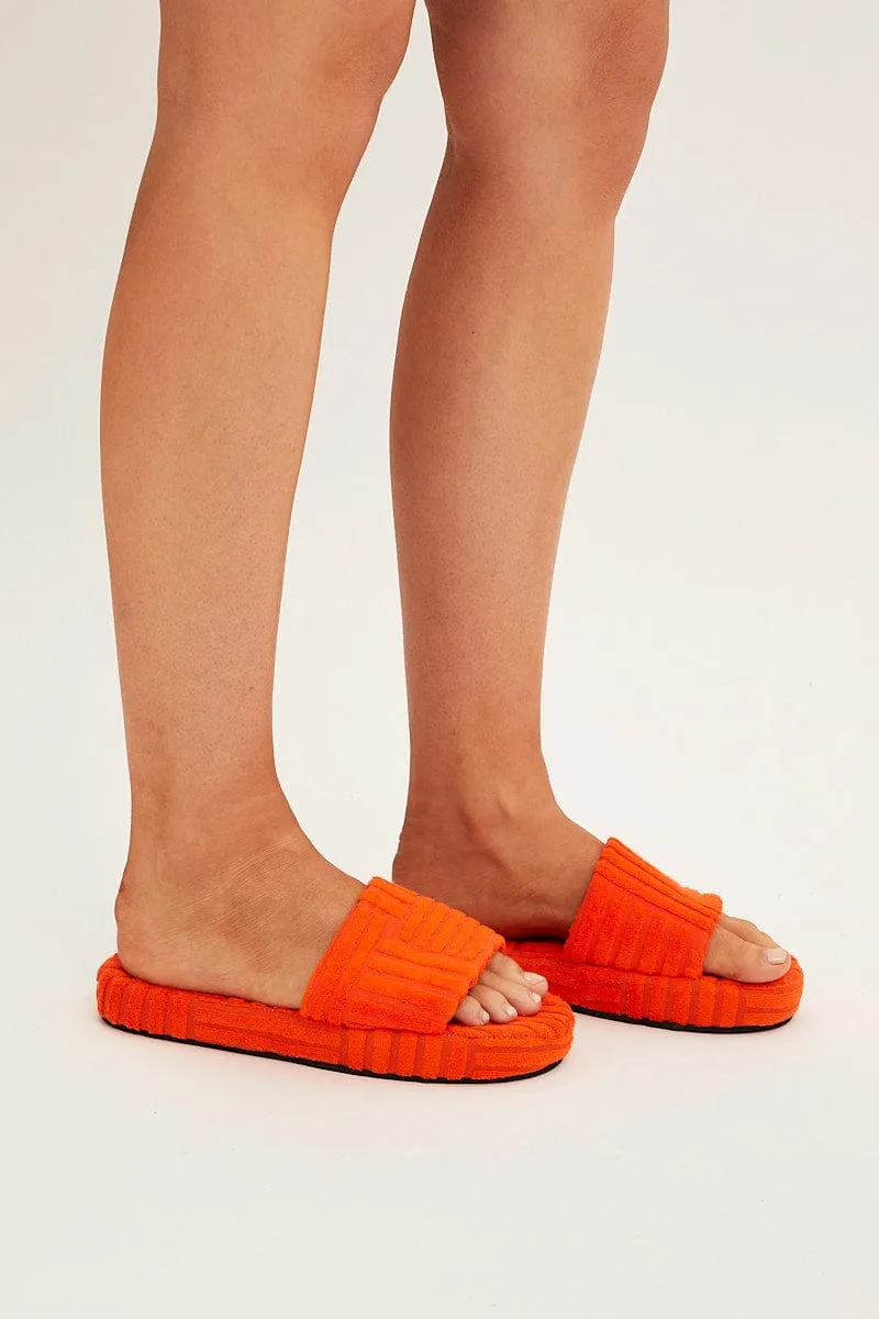 Orange Toweling Detail Slippers