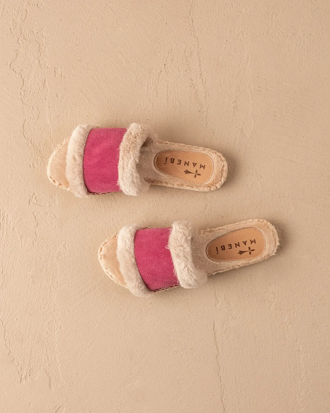 Suede With Faux Fur Flat Sandals - R55JF - Cortina Magenta