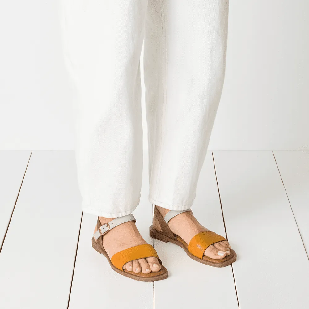 Tamaris Yellow Strap Flat Sandal|2816042457